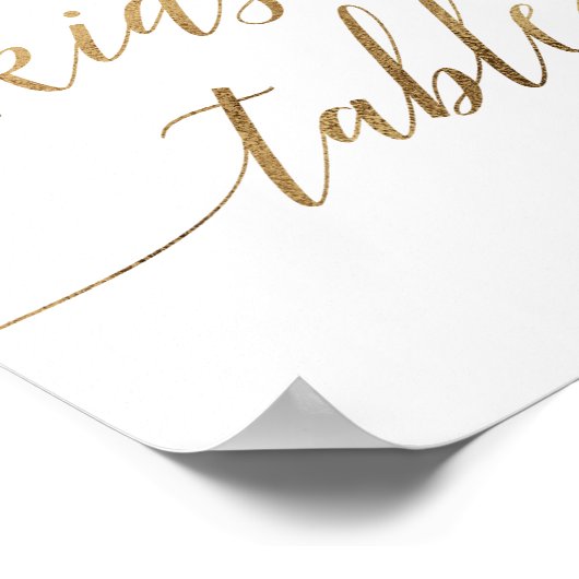 Elegantes Gold Calligraphy Kids Table Sign Poster (Ecke)