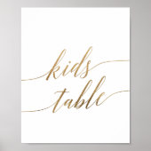 Elegantes Gold Calligraphy Kids Table Sign Poster (Vorne)