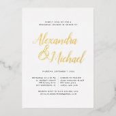 Elegantes Gold Calligraphy Probe Dinner Folieneinladung (Vorderseite)