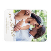 Elegantes Gold Calligraphy Save the Date Foto Magnet (Horizontal)