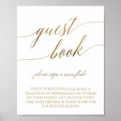 Elegantes Gold Calligraphy Snowflake Gästebuch (Vorne)