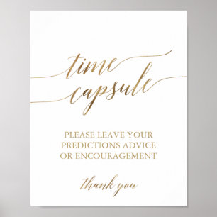 Elegantes Gold Calligraphy Time Kapsel-Zeichen Poster