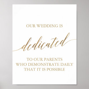 Elegantes Gold Calligraphy Wedding Dedication-Zeic Poster