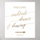 Elegantes Gold Calligraphy Wedding Direction Sign Poster (Vorne)