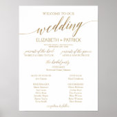 Elegantes Gold Calligraphy Wedding Program Poster (Vorne)