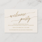 Elegantes Gold Calligraphy Wedding Welcome Party Begleitkarte (Vorderseite)