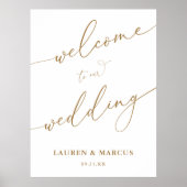 Elegantes Gold Calligraphy Wedding Welcome Sign Poster (Vorne)