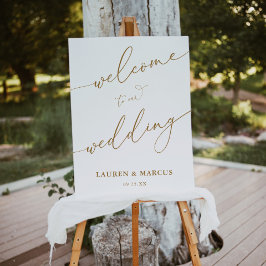 Elegantes Gold Calligraphy Wedding Welcome Sign Poster