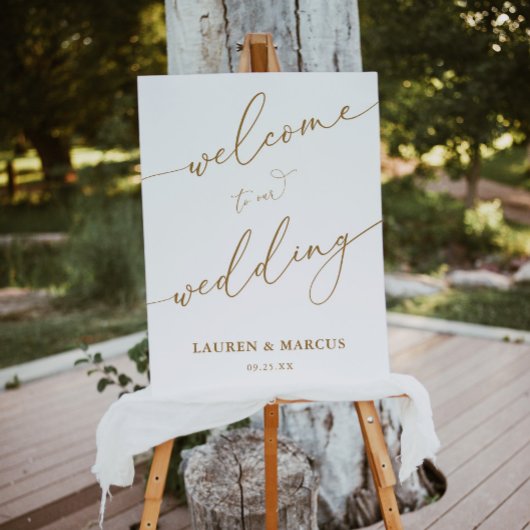 Elegantes Gold Calligraphy Wedding Welcome Sign Poster