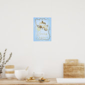 Elegantes Gold Carriage Blue Storybook Personalisi Poster (Küche)