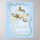 Elegantes Gold Carriage Blue Storybook Personalisi Poster (Vorne)