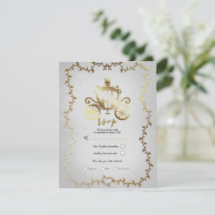 Elegantes Gold Carriage Storybook Wedding R.S.V.P. Einladung