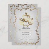 Elegantes Gold Carriage Storybook Wedding R.S.V.P. Einladung (Vorne/Hinten)