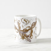 Elegantes Gold Celestial Sparkle Weihnachtsklassik Kaffeetasse (VorderseiteRechts)