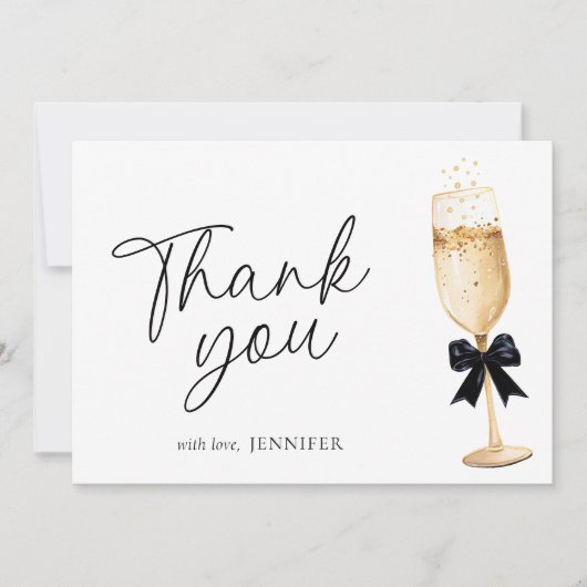 Elegantes Gold Champagne Brautparty Dankeskarte (Vorderseite)