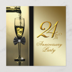 Elegantes Gold Champagne Party zum 24. Jubiläum Einladung