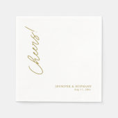 Elegantes Gold "Cheers"! Personalisierte Weiße Hoc Serviette (Vorderseite)