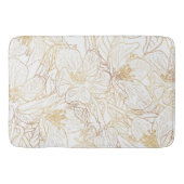 Elegantes Gold Cherry Blossom Blume Weißes Design Badematte (Vorderseite)