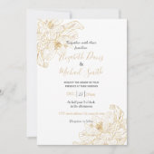 Elegantes Gold Cherry Blossom Blume Weißes Design Einladung (Vorderseite)