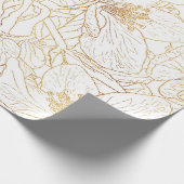 Elegantes Gold Cherry Blossom Blume Weißes Design Geschenkpapier (Ecke)