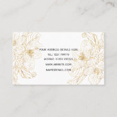 Elegantes Gold Cherry Blossom Blume Weißes Design Visitenkarte (Rückseite)