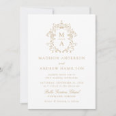 Elegantes Gold Chinoiserie Foto Hochzeit Einladung (Vorderseite)