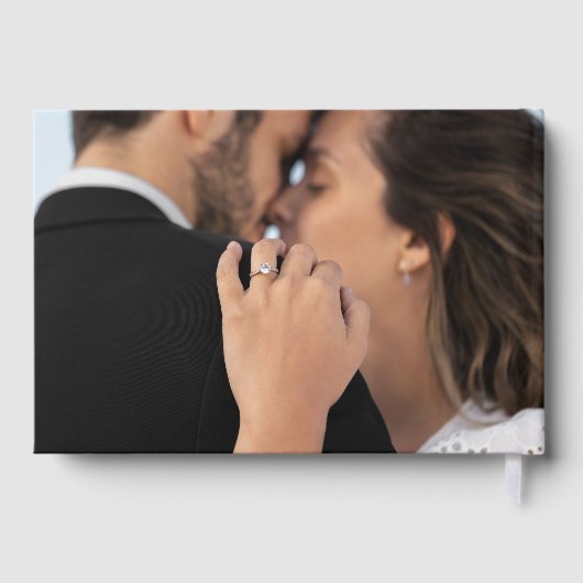 Elegantes Gold Chinoiserie Wappen Foto Hochzeit Gästebuch (Rückseite)