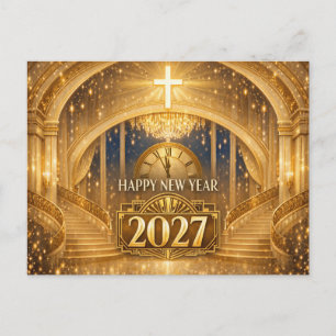 Elegantes Gold - Christliches Frohes Neues Jahr 20 Feiertagspostkarte