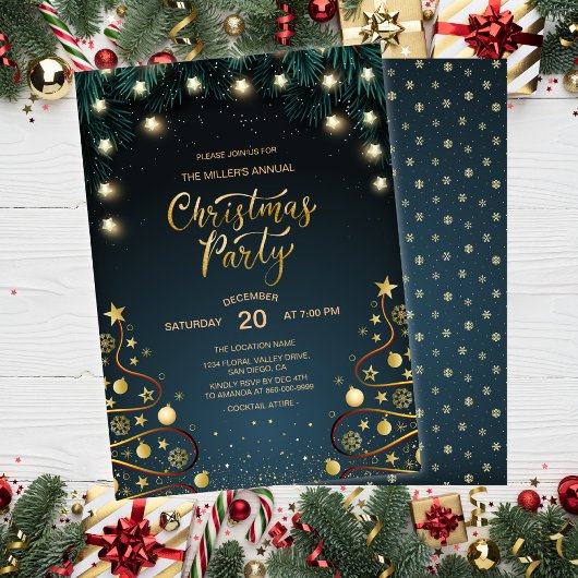 Elegantes Gold Christmas House Corporate Party Einladung