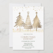 Elegantes Gold Christmas Trees Dinner Party Einladung (Vorderseite)