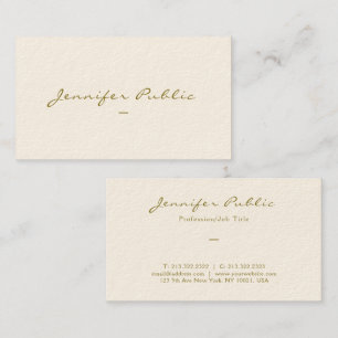 Elegantes Gold Color Script Luxus Signature Cream Visitenkarte
