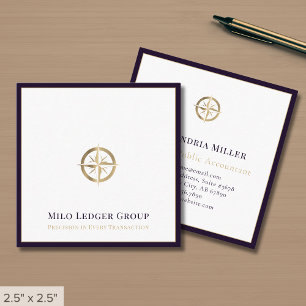 Elegantes Gold Compass-Logo Quadratische Visitenkarte