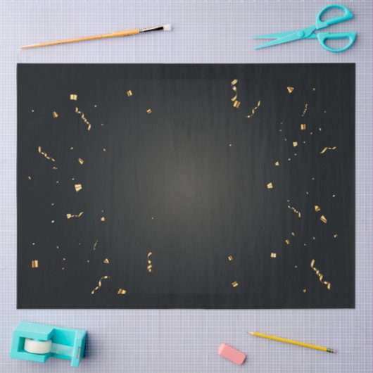 Elegantes Gold Confetti Black Tissue Seidenpapier (Basteln)