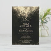 Elegantes Gold Confetti Brautparty Einladung (Stehend Vorderseite)