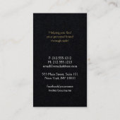 Elegantes Gold Confetti Dots Muster auf schwarzem Visitenkarte (Rückseite)