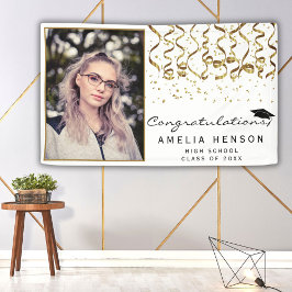 Elegantes Gold Confetti Graduate Foto Banner