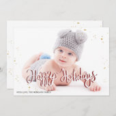 Elegantes Gold Confetti Happy Holidays Foto (Vorne/Hinten)