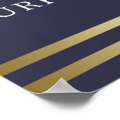 Elegantes Gold Confetti & Navy Blue Begrüßungszeic Poster (Ecke)