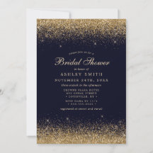 Elegantes Gold Confetti Navy Brautparty
