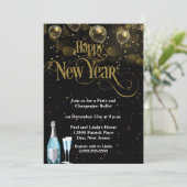 Elegantes Gold Confetti Silvester Party Einladung (Stehend Vorderseite)