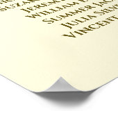 Elegantes Gold & Creme 4 Table Wedding Chart Poster (Ecke)