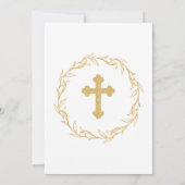 Elegantes Gold Cross Christening Einladung (Rückseite)