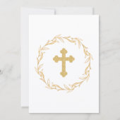 Elegantes Gold Cross Christening Einladung (Rückseite)
