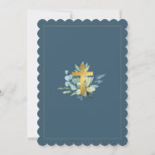 Elegantes Gold Cross Christening Einladung (Rückseite)