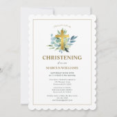 Elegantes Gold Cross Christening Einladung (Vorderseite)