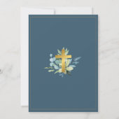 Elegantes Gold Cross Christening Einladung (Rückseite)