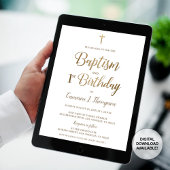 Elegantes Gold Cross Einfache Taufe und 1. Geburts Einladung