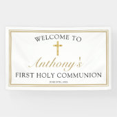 Elegantes Gold Cross Erste Heilige Kommune Willkom Banner (Horizontal)