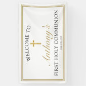 Elegantes Gold Cross Erste Heilige Kommune Willkom Banner (Vertikal)