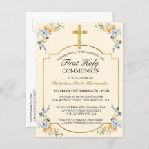 Elegantes Gold Cross Floral 1. Heiliger Kommunion